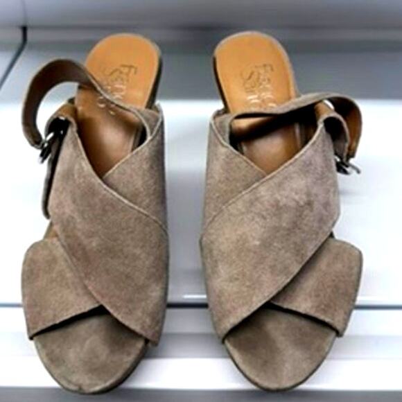 "Franco Sarto" Peep Toe ,Criss Cross ,Suede ,Sandals, Wedge,Size‎ 8.5 - Picture 1 of 10